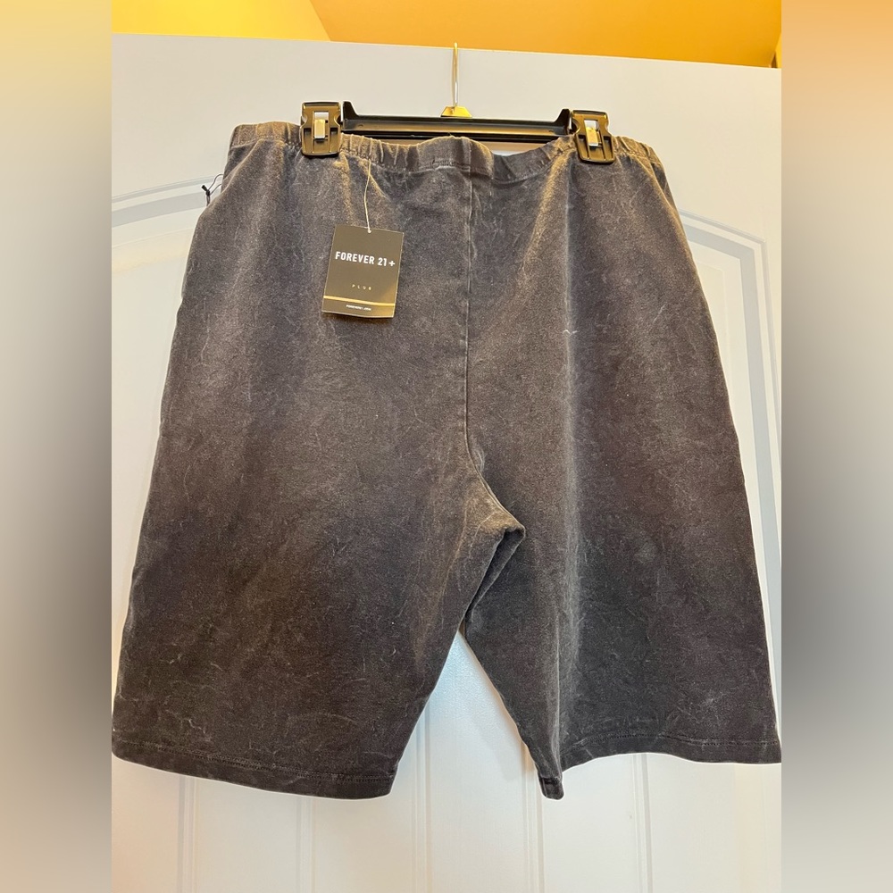 Charcoal acid wash biker shorts